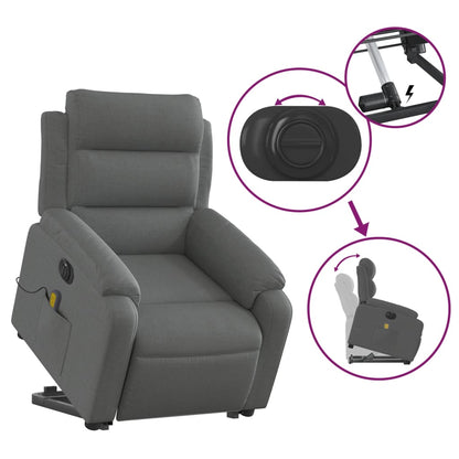 Poltrona Alzapersona Massaggi Elettrica Grigio Scuro Tessuto - homemem39
