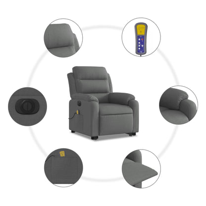 Poltrona Alzapersona Massaggi Elettrica Grigio Scuro Tessuto - homemem39