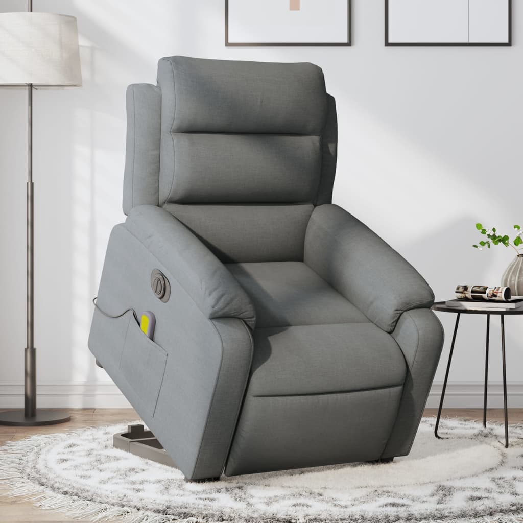 Poltrona Alzapersona Massaggi Elettrica Grigio Scuro Tessuto - homemem39