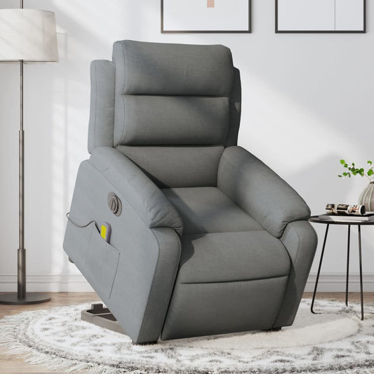 Poltrona Alzapersona Massaggi Elettrica Grigio Scuro Tessuto - homemem39