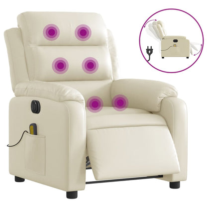 Poltrona Massaggiante Elettrica Reclinabile Crema Similpelle | homemem39
