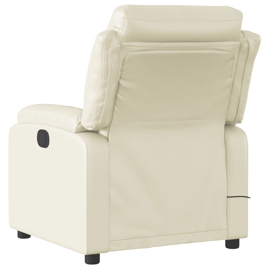 Poltrona Massaggiante Elettrica Reclinabile Crema Similpelle - homemem39
