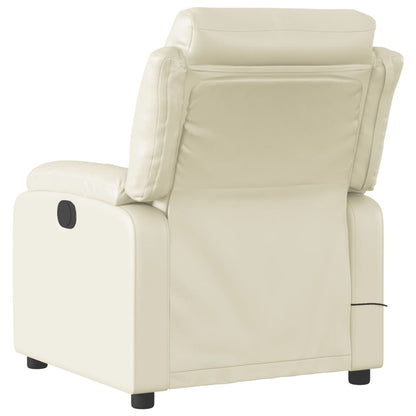 Poltrona Massaggiante Elettrica Reclinabile Crema Similpelle - homemem39