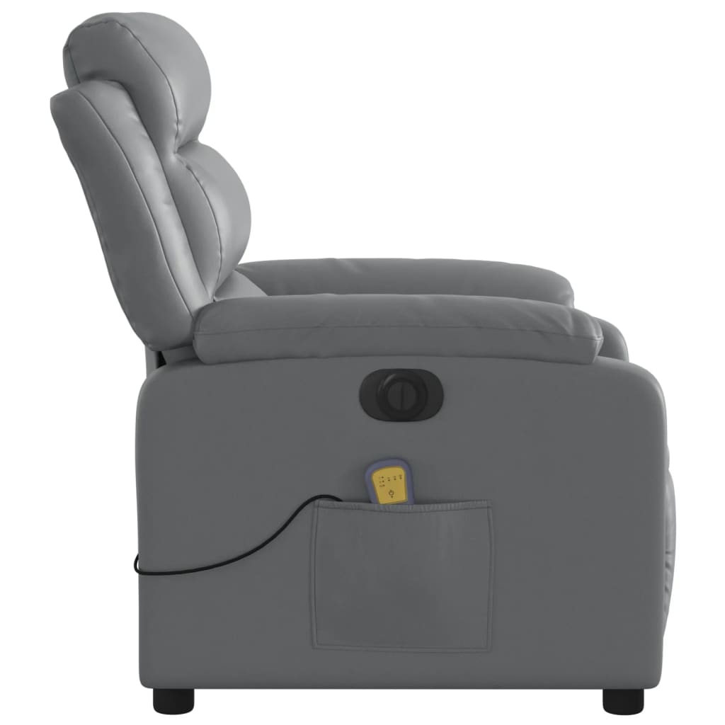 Poltrona Massaggiante Elettrica Reclinabile Grigio Similpelle | homemem39