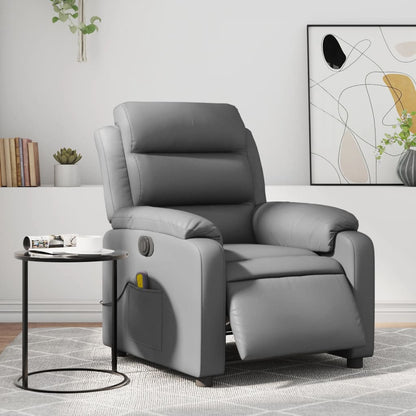 Poltrona Massaggiante Elettrica Reclinabile Grigio Similpelle | homemem39