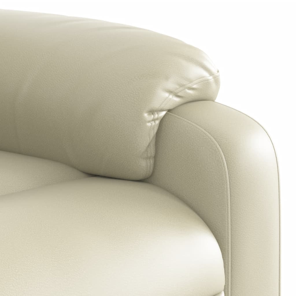 Poltrona Alzapersona Reclinabile Massaggio Crema Similpelle - homemem39