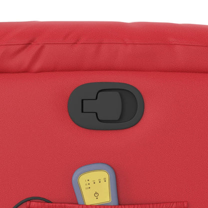 Poltrona Alzapersona Reclinabile Massaggio Rosso in Similpelle - homemem39