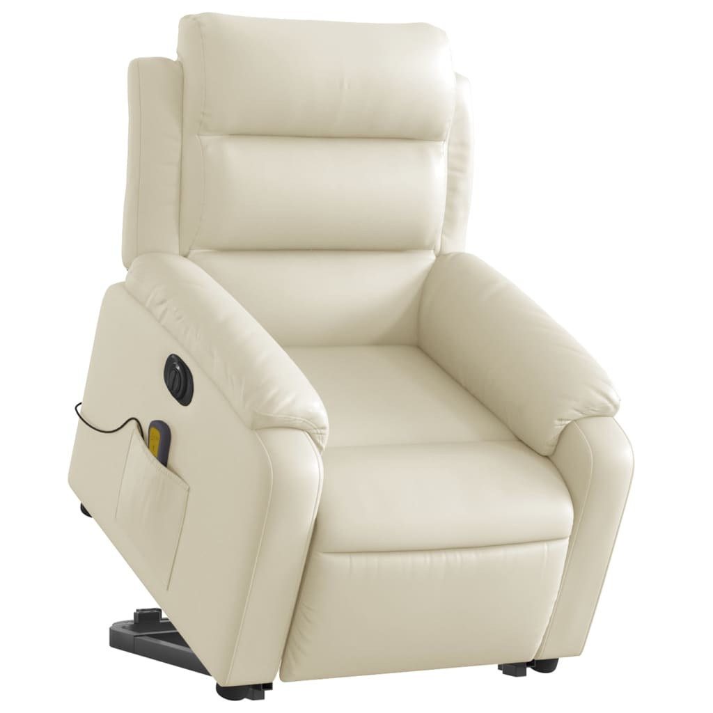 Poltrona Alzapersona Elettrica Reclinabile Crema in Similpelle - homemem39