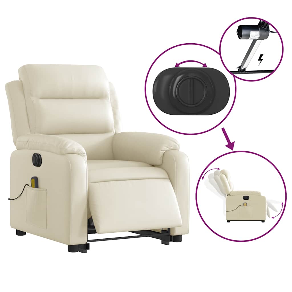 Poltrona Alzapersona Elettrica Reclinabile Crema in Similpelle | homemem39