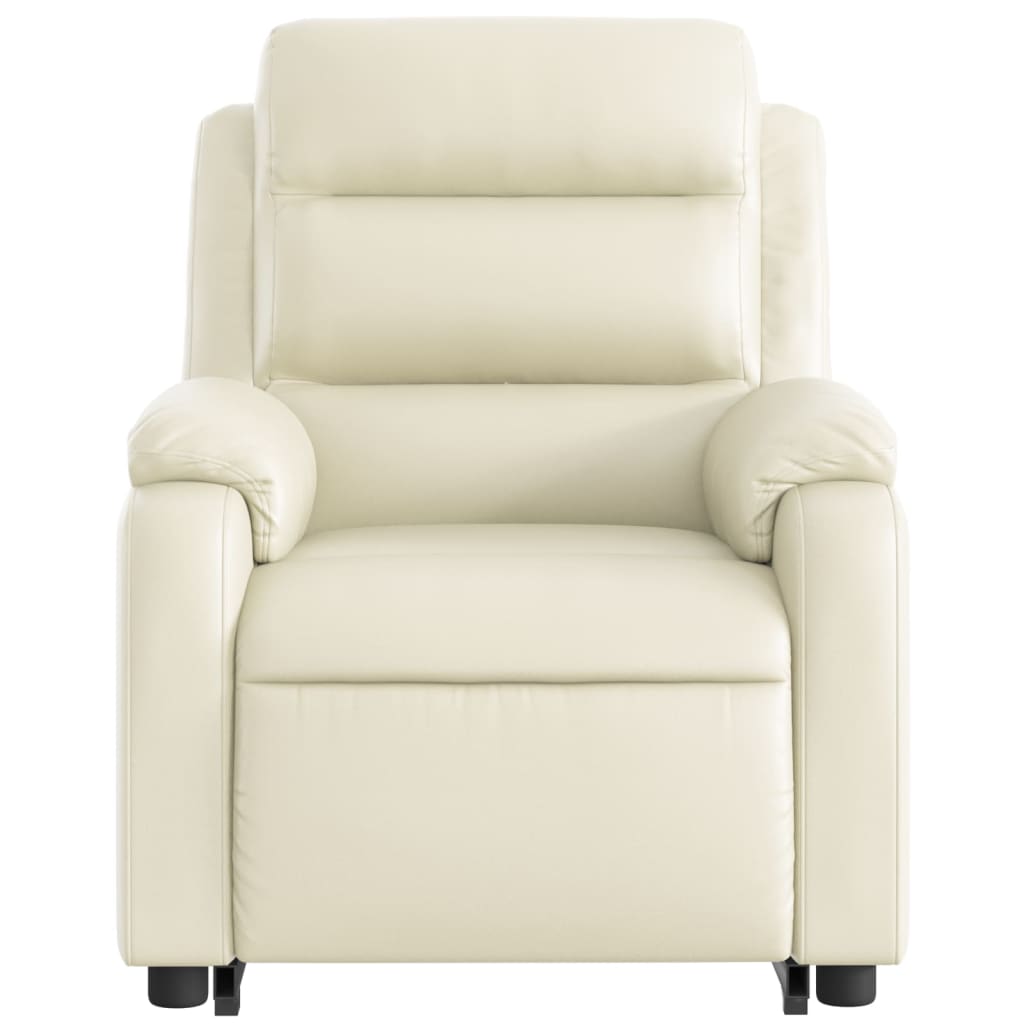 Poltrona Alzapersona Elettrica Reclinabile Crema in Similpelle - homemem39