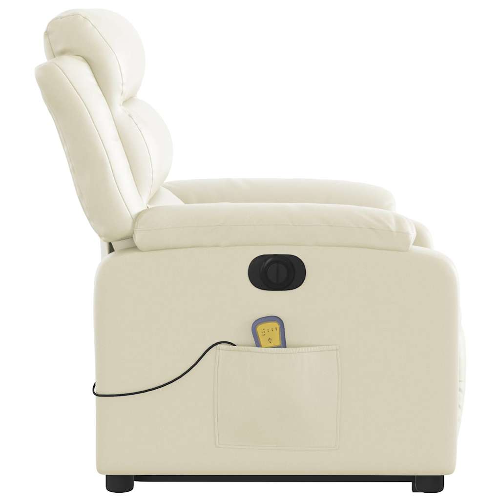 Poltrona Alzapersona Elettrica Reclinabile Crema in Similpelle | homemem39