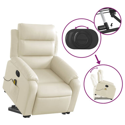 Poltrona Alzapersona Elettrica Reclinabile Crema in Similpelle | homemem39