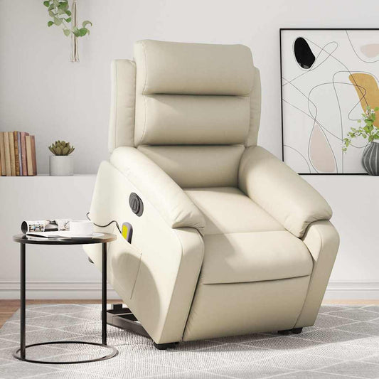 Poltrona Alzapersona Elettrica Reclinabile Crema in Similpelle | homemem39