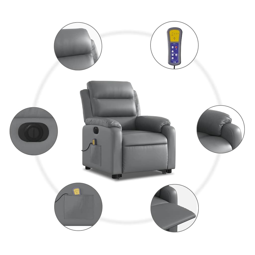 Poltrona Alzapersona Elettrica Reclinabile Grigio in Similpelle | homemem39