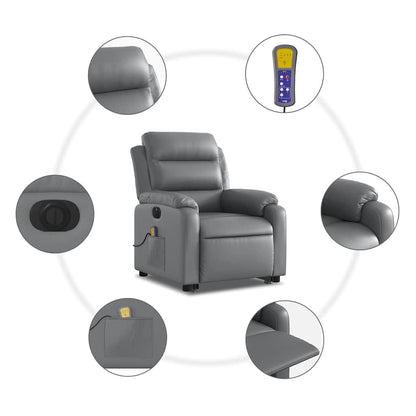 Poltrona Alzapersona Elettrica Reclinabile Grigio in Similpelle | homemem39