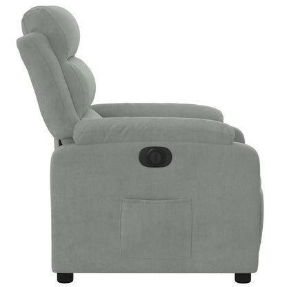 Poltrona Elettrica Reclinabile Grigio Chiaro in Vera Pelle | homemem39