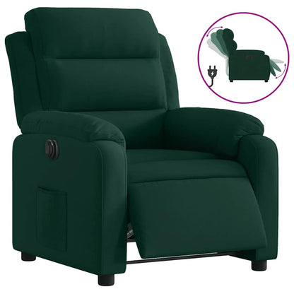 Poltrona Elettrica Reclinabile Verde Scuro in Vera Pelle