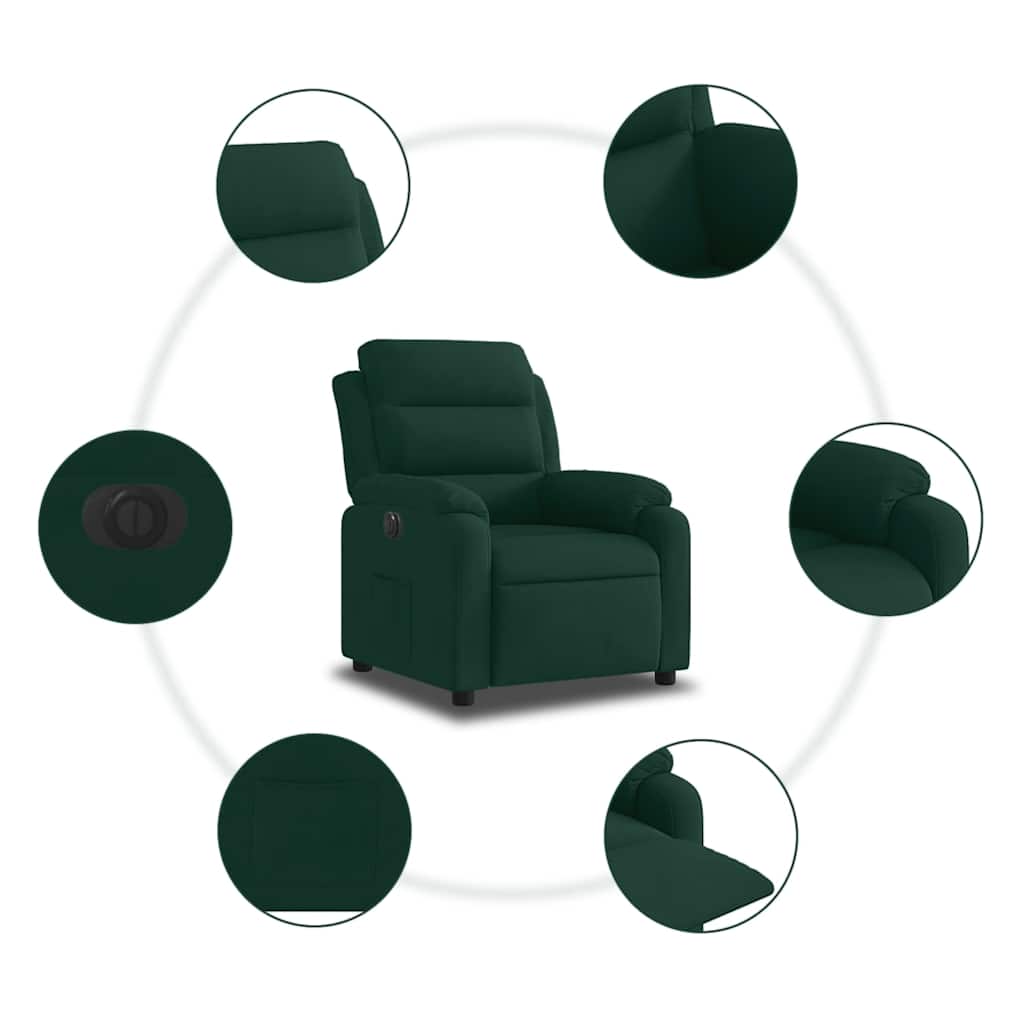 Poltrona Elettrica Reclinabile Verde Scuro in Vera Pelle | homemem39