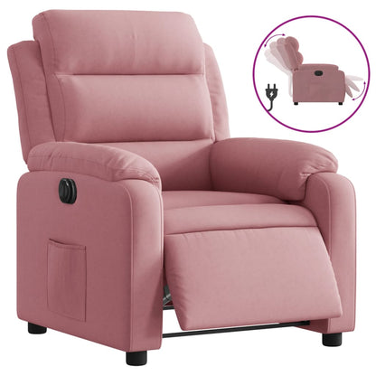 Poltrona Elettrica Reclinabile Massaggio in Velluto Rosa
