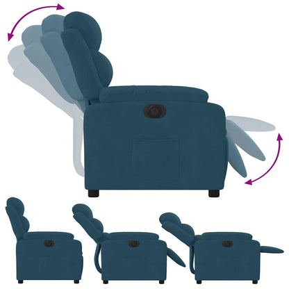 Poltrona Reclinabile Elettrica Blu in Velluto | homemem39
