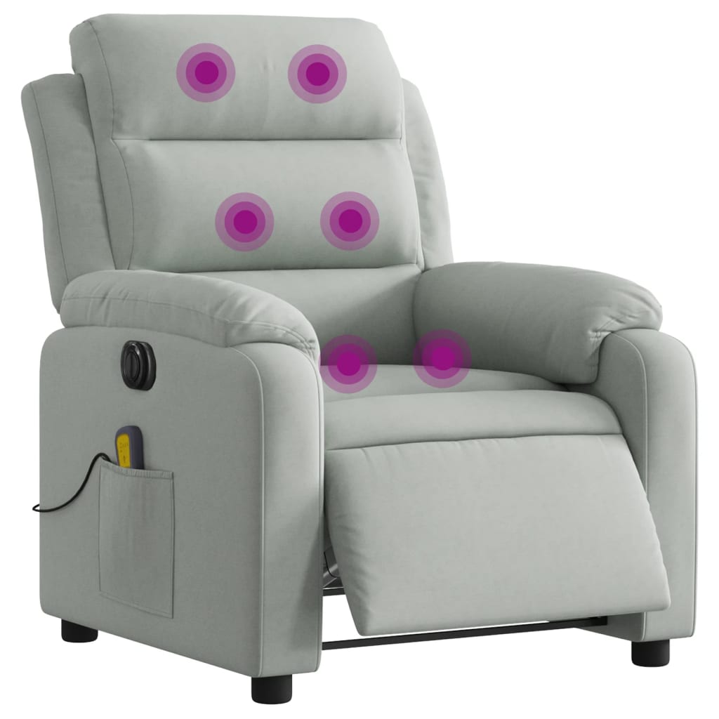 Poltrona Elettrica Massaggi Reclinabile Grigio Chiaro Velluto | homemem39