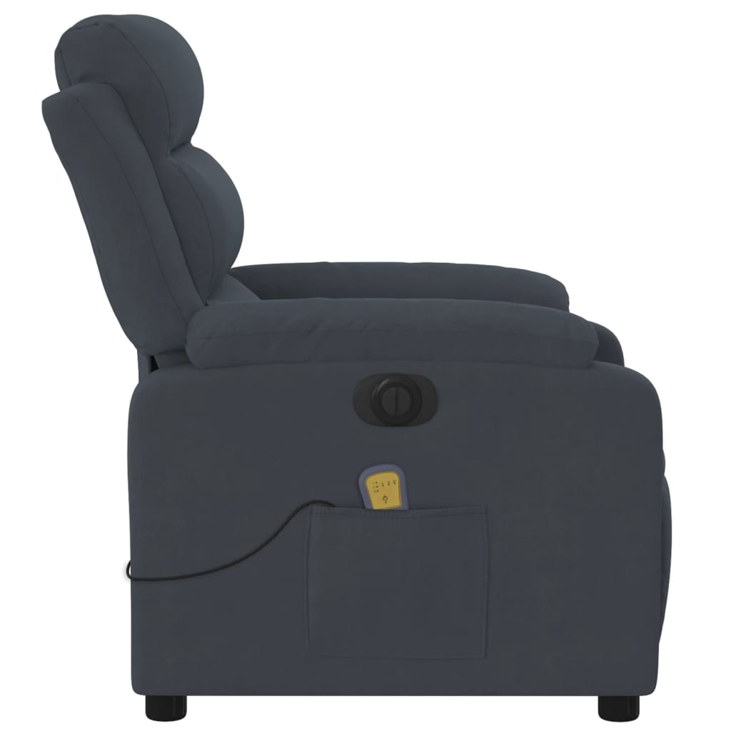 Poltrona Massaggiante Reclinante Elettrica Grigio Scuro Velluto | homemem39
