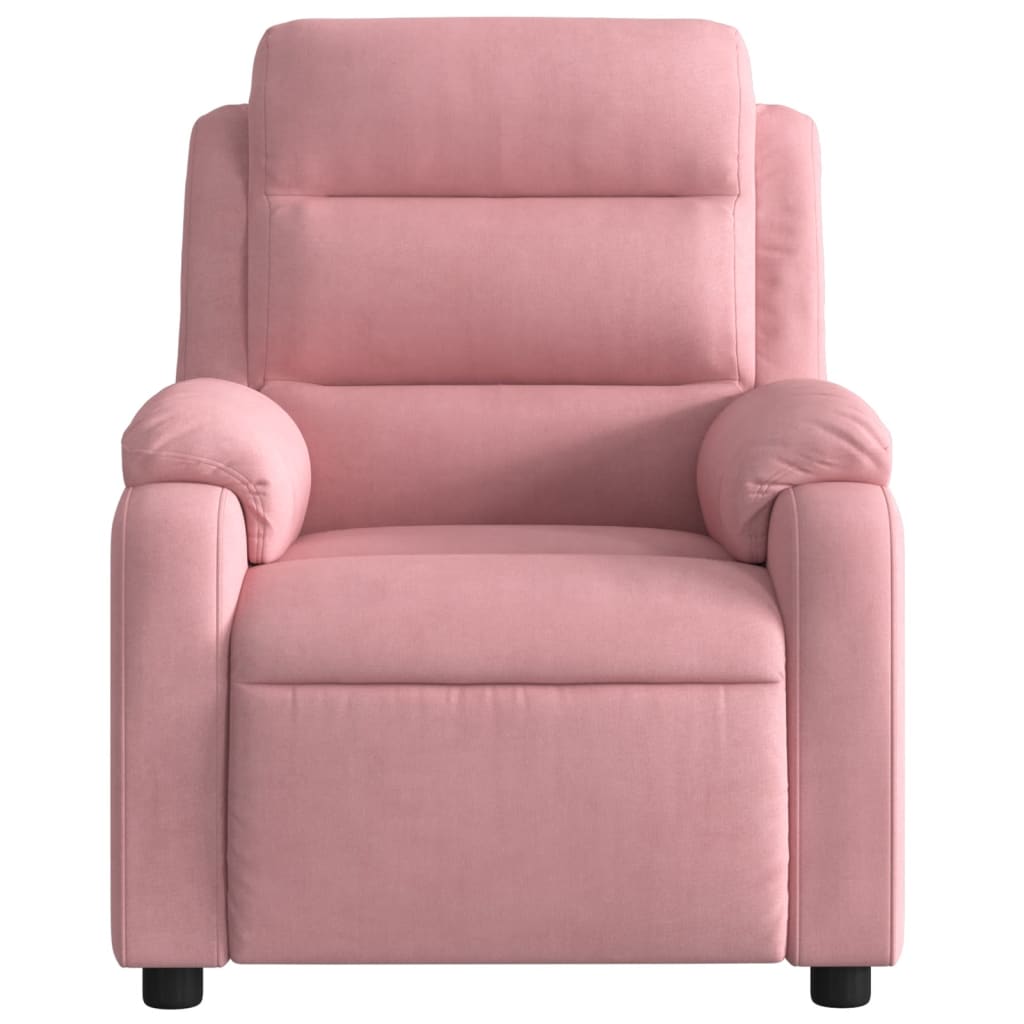Poltrona Massaggiante Reclinabile Elettrica Rosa Velluto | homemem39