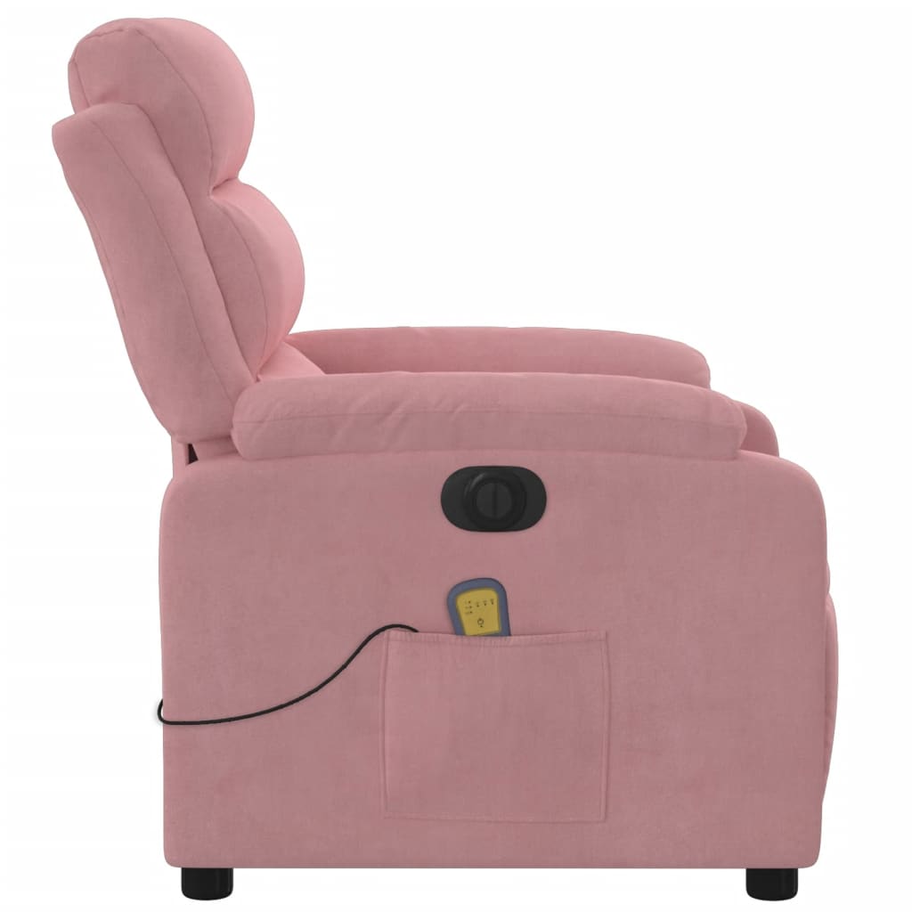 Poltrona Massaggiante Reclinabile Elettrica Rosa Velluto | homemem39