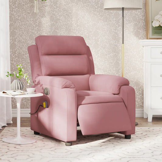 Poltrona Massaggiante Reclinabile Elettrica Rosa Velluto - homemem39
