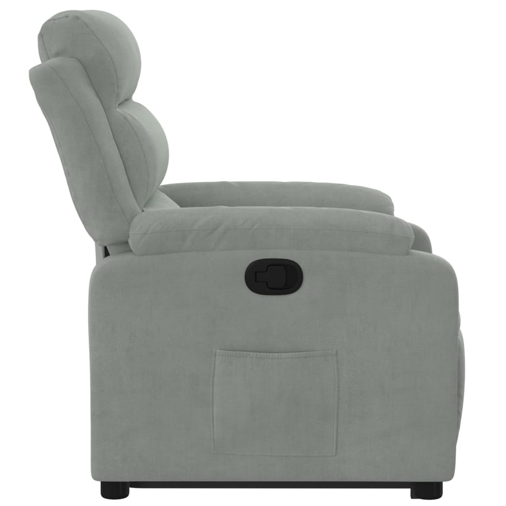Poltrona Alzapersona Reclinabile Grigio Chiaro in Velluto | homemem39