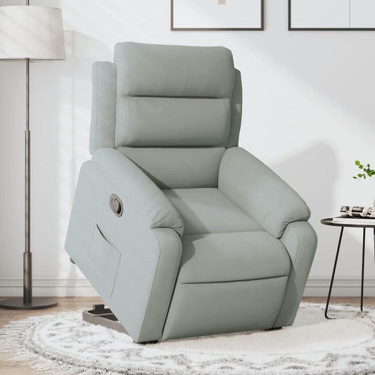 Poltrona Alzapersona Reclinabile Grigio Chiaro in Velluto | homemem39