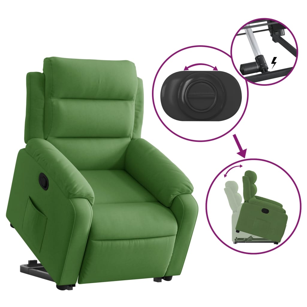 Poltrona Alzapersona Reclinabile Verde Chiaro in Velluto | homemem39