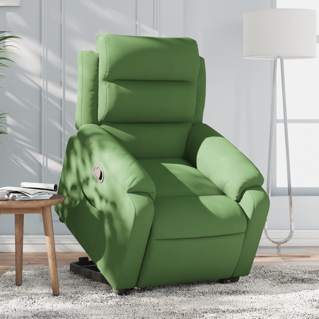 Poltrona Alzapersona Reclinabile Verde Chiaro in Velluto