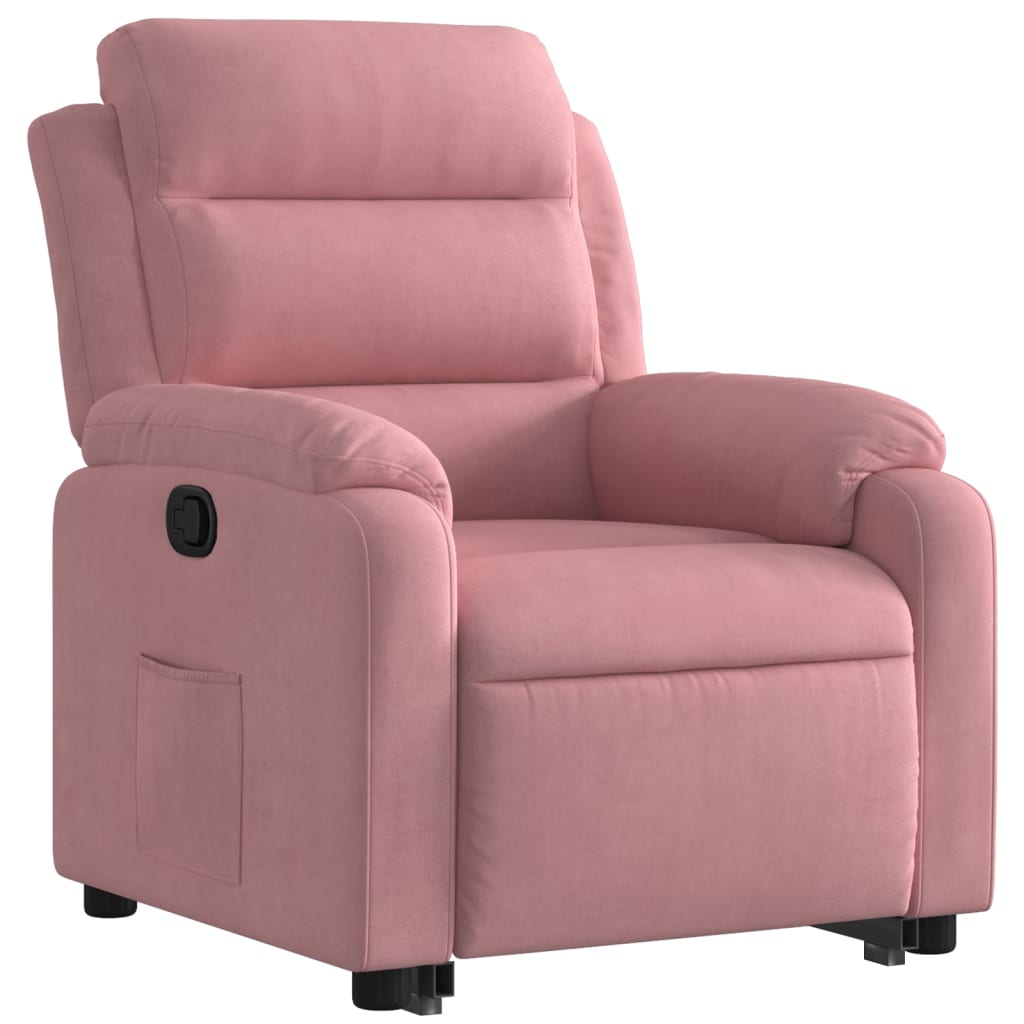 Poltrona Alzapersona Reclinabile Rosa in Velluto