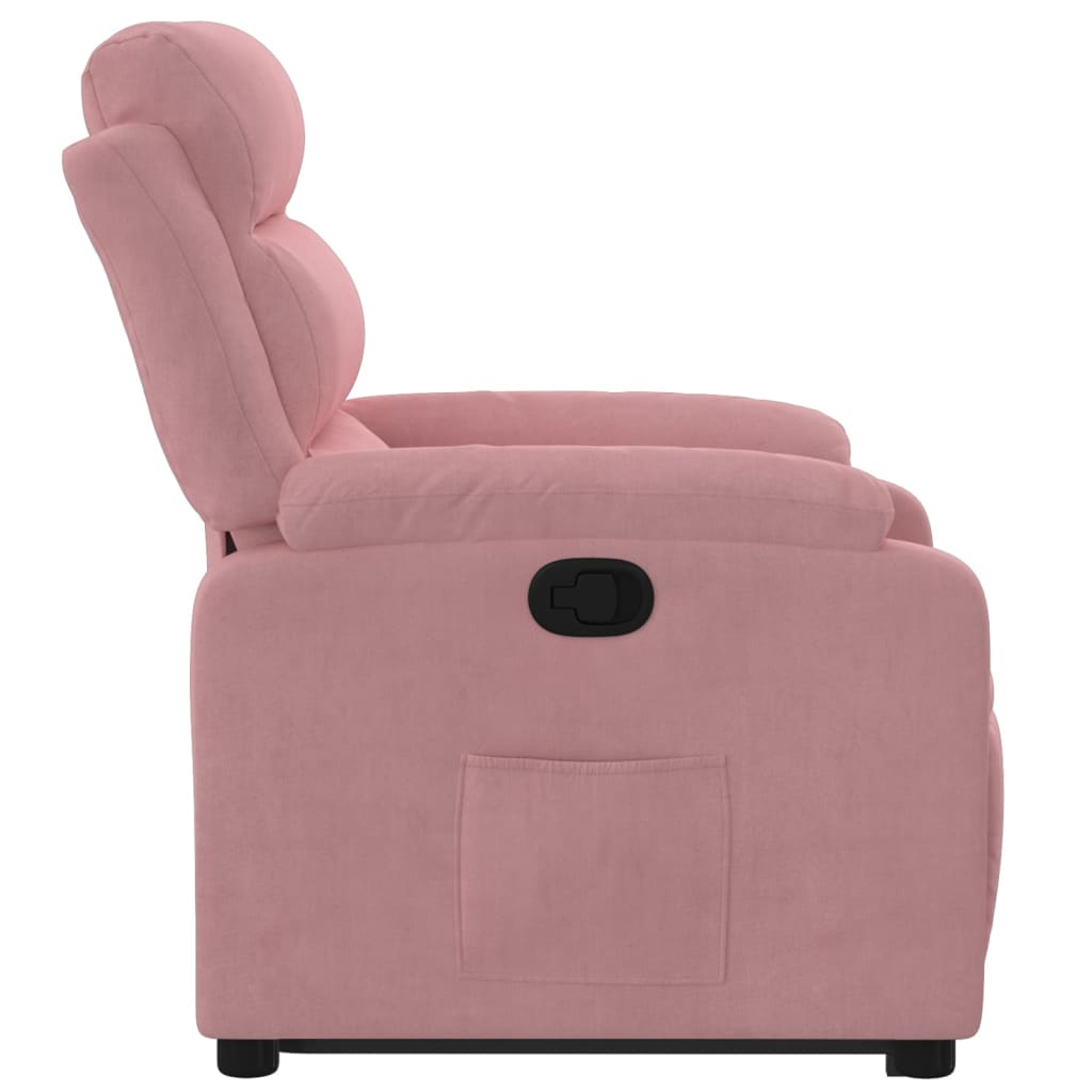 Poltrona Alzapersona Reclinabile Rosa in Velluto | homemem39