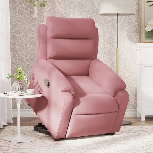 Poltrona Alzapersona Reclinabile Rosa in Velluto - homemem39