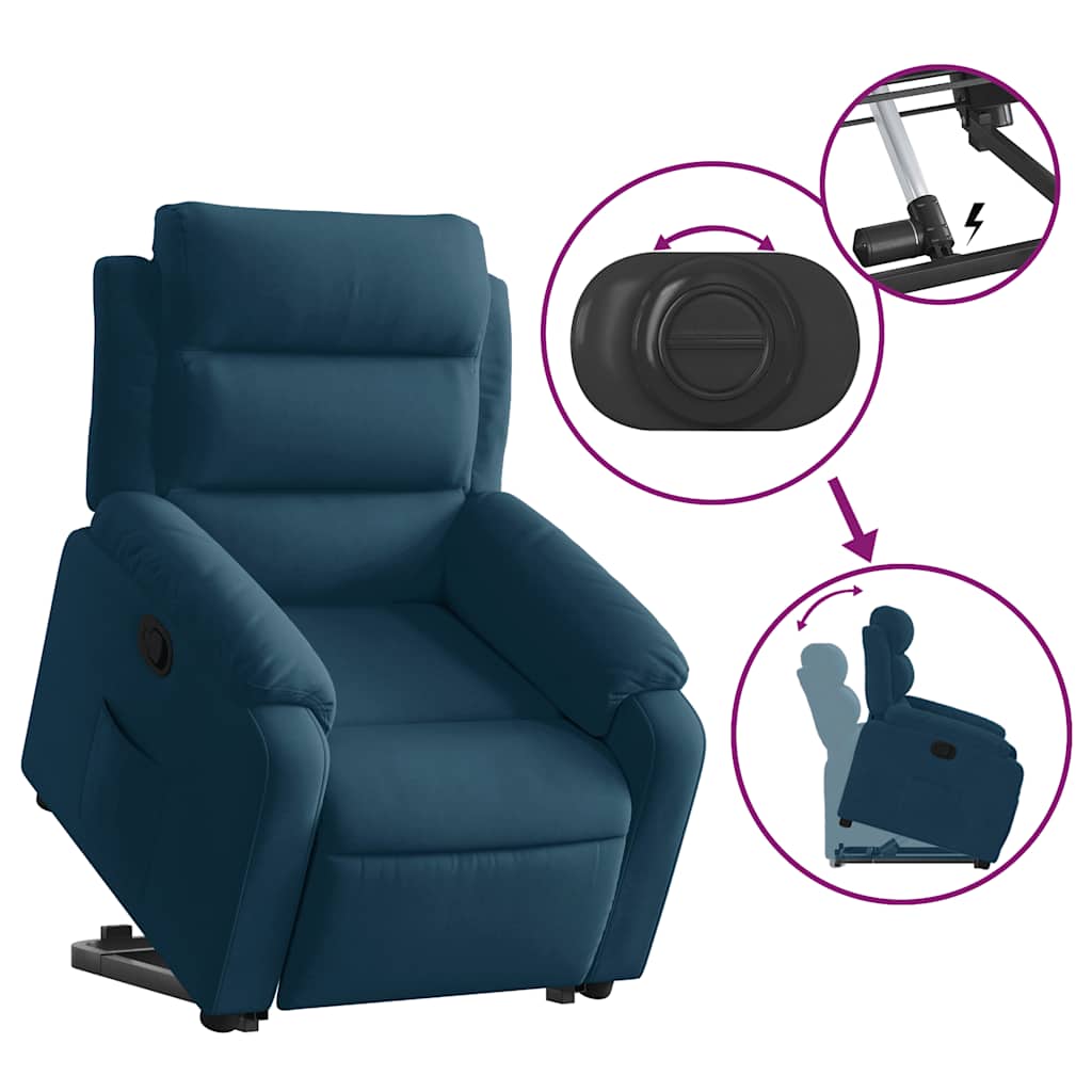 Poltrona Alzapersona Reclinabile Blu in Velluto | homemem39