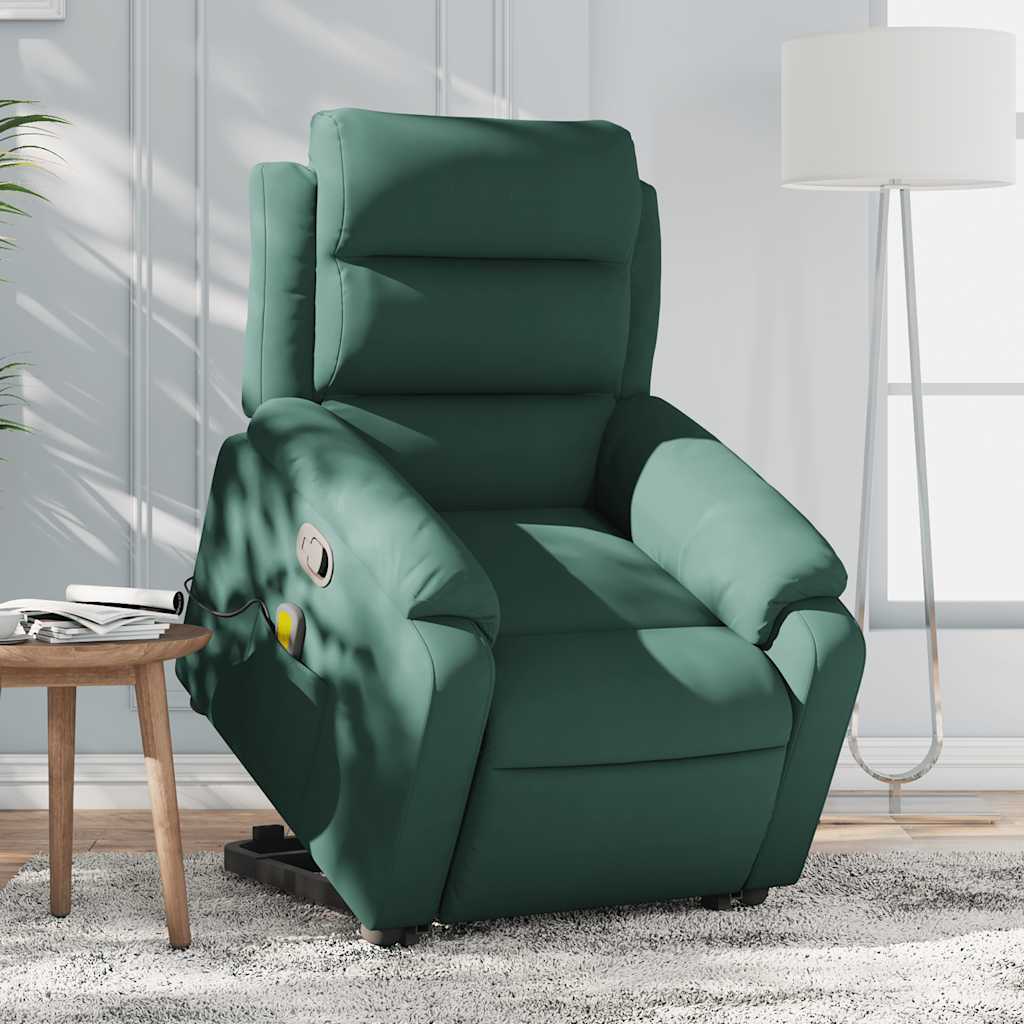 Poltrona Alzapersona Reclinabile Verde Scuro in Velluto | homemem39