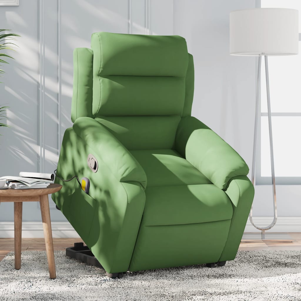 Poltrona Alzapersona Reclinabile Verde Chiaro in Velluto