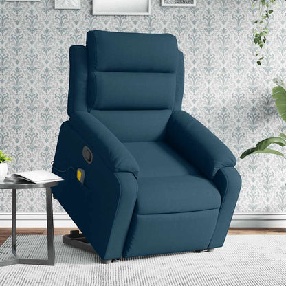 Poltrona Alzapersona Massaggiante Reclinabile Blu in Velluto | homemem39