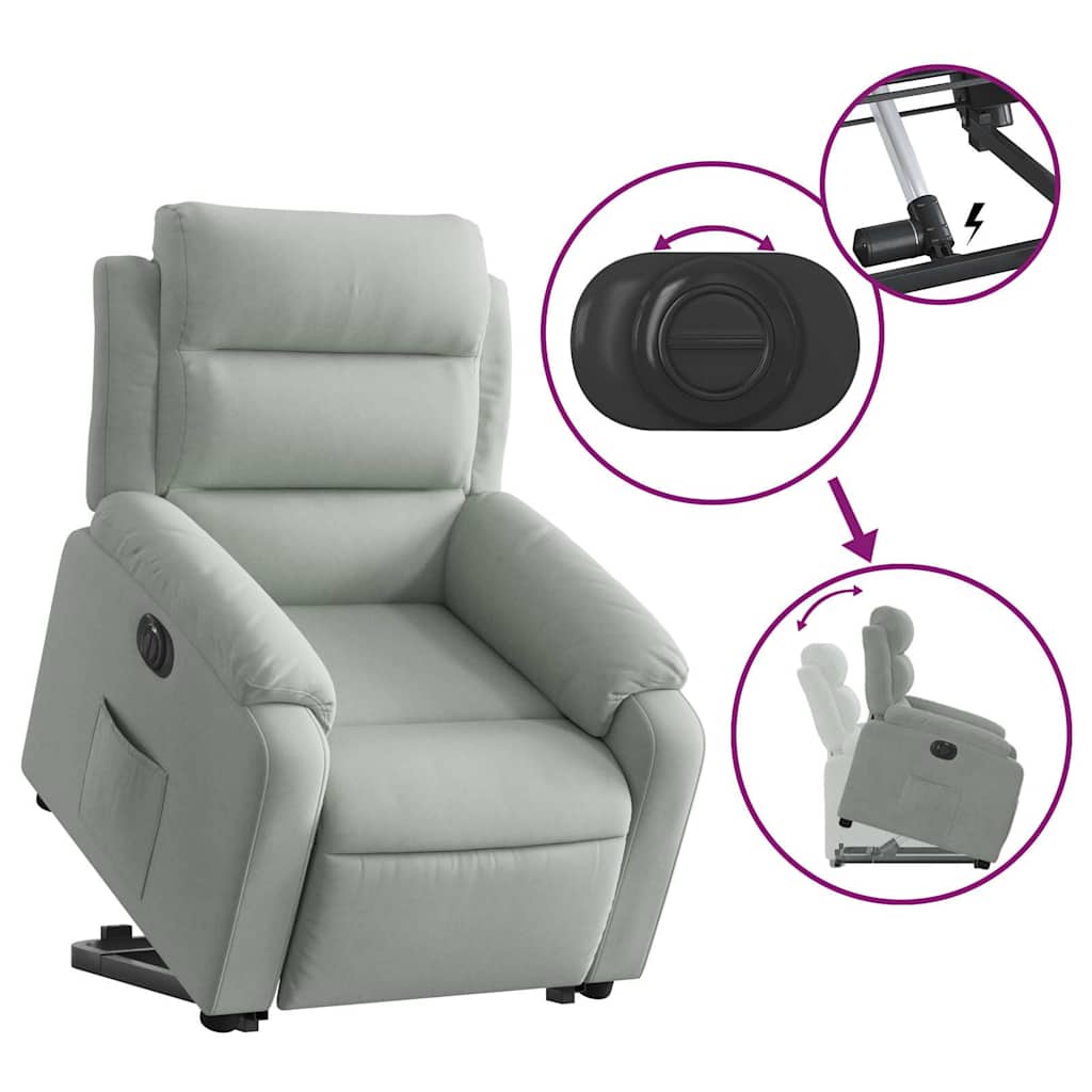 Poltrona Alzapersona Reclinante Elettrica Grigio Chiaro Velluto | homemem39