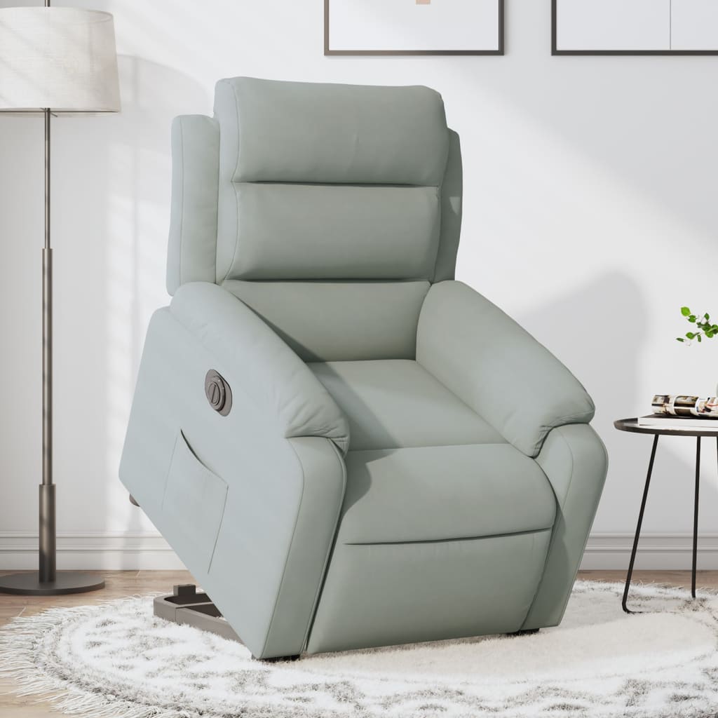 Poltrona Alzapersona Reclinante Elettrica Grigio Chiaro Velluto | homemem39
