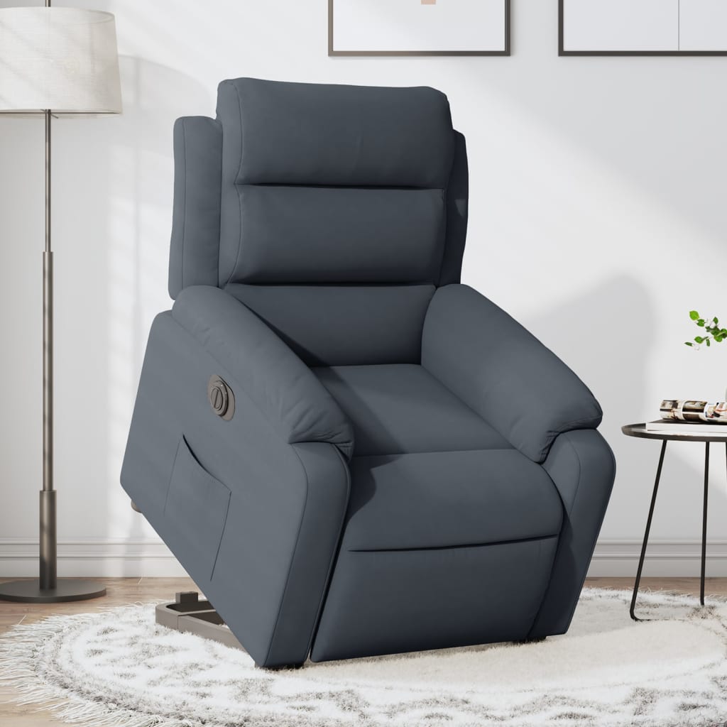 Poltrona Alzapersona Reclinabile Elettrica Grigio Scuro Velluto | homemem39