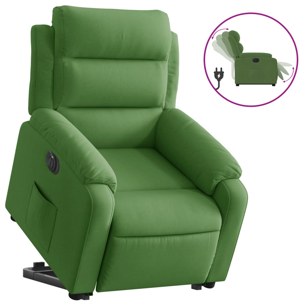 Poltrona Alzapersona Reclinabile Elettrica Verde Chiaro Velluto