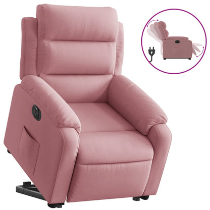 Poltrona Alzapersona Reclinabile Elettrica Rosa in Velluto