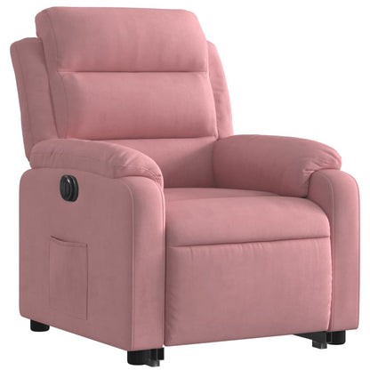 Poltrona Alzapersona Reclinabile Elettrica Rosa in Velluto