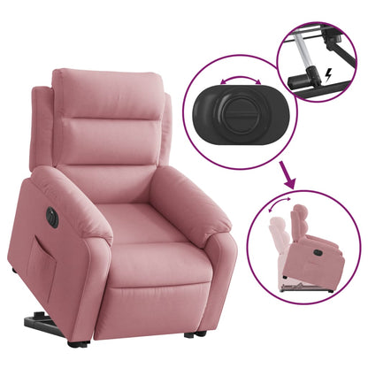 Poltrona Alzapersona Reclinabile Elettrica Rosa in Velluto | homemem39