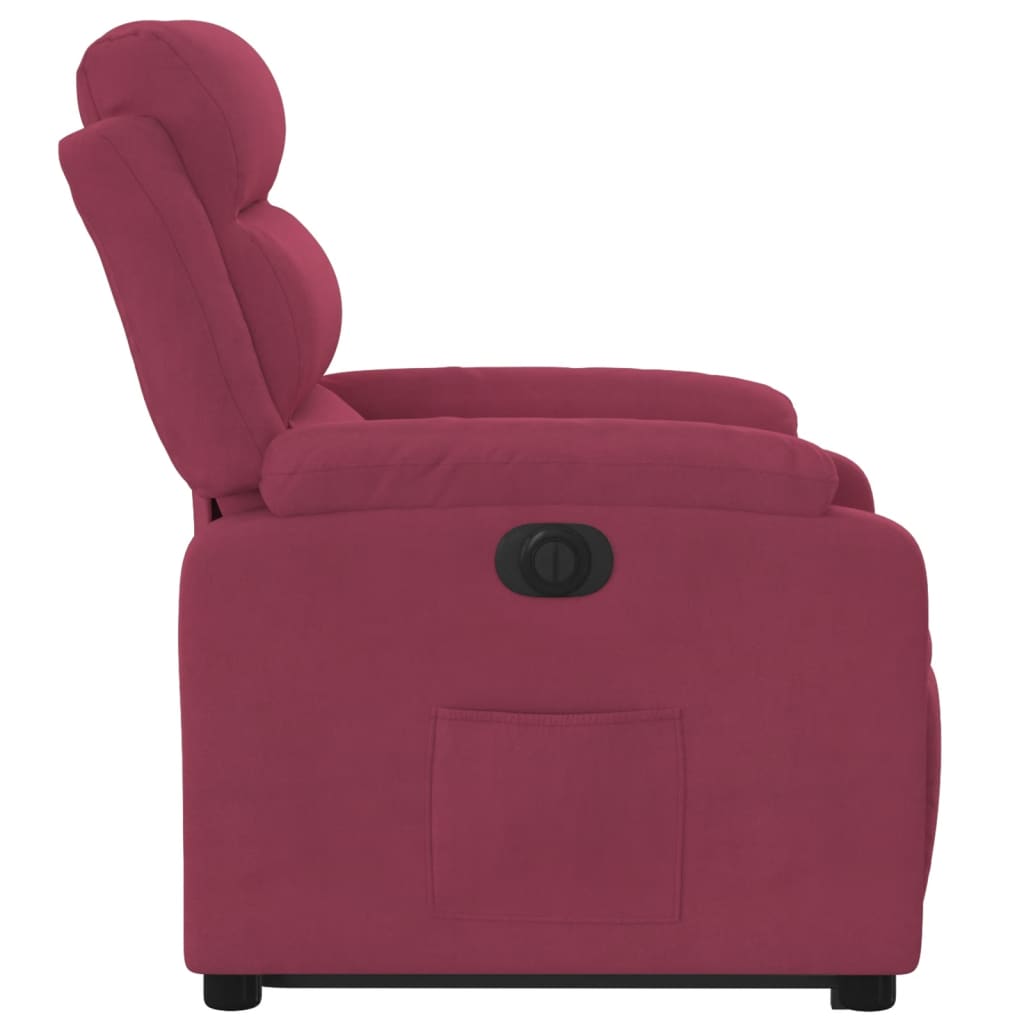 Poltrona Alzapersona Reclinabile Elettrica Rosso Vino Velluto | homemem39