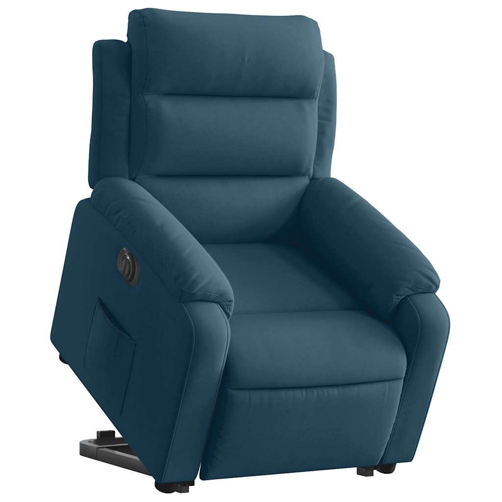 Poltrona Alzapersona Reclinabile Elettrica Blu in Velluto | homemem39