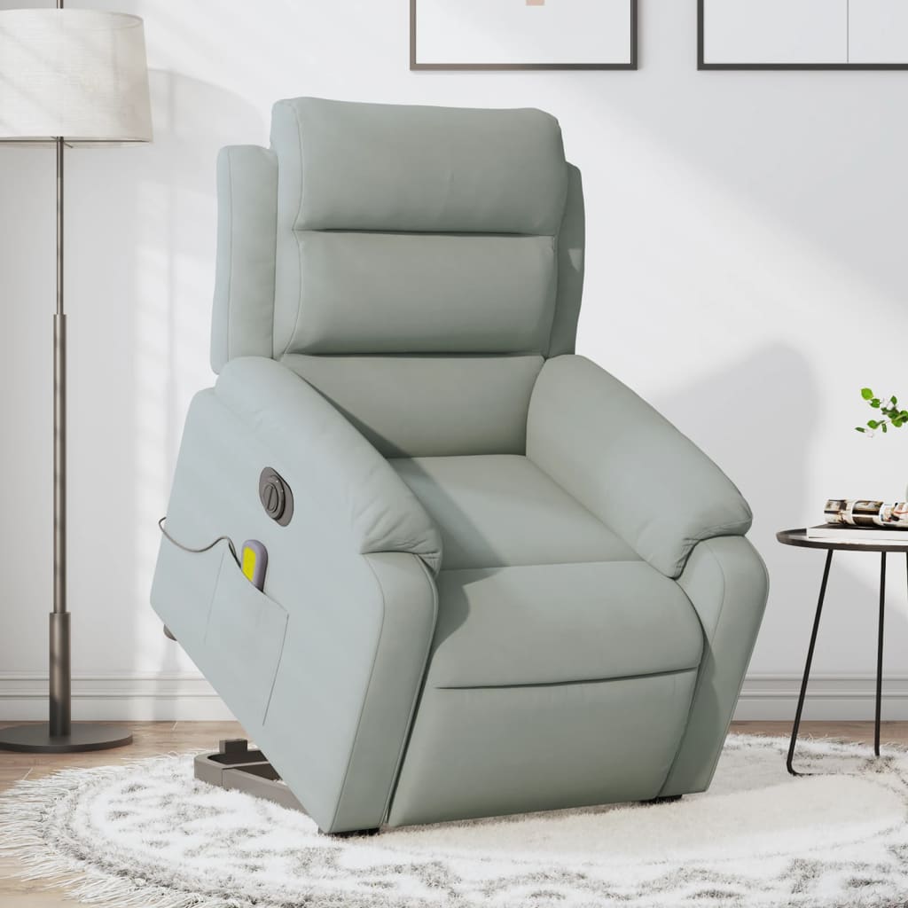 Poltrona Alzapersona Massaggi Elettrica Grigio Chiaro Velluto | homemem39